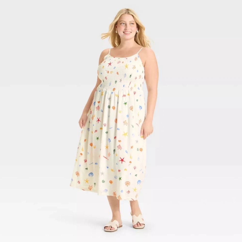 NWT Cream Seashell V-Waist Midi Dress Size 3X
